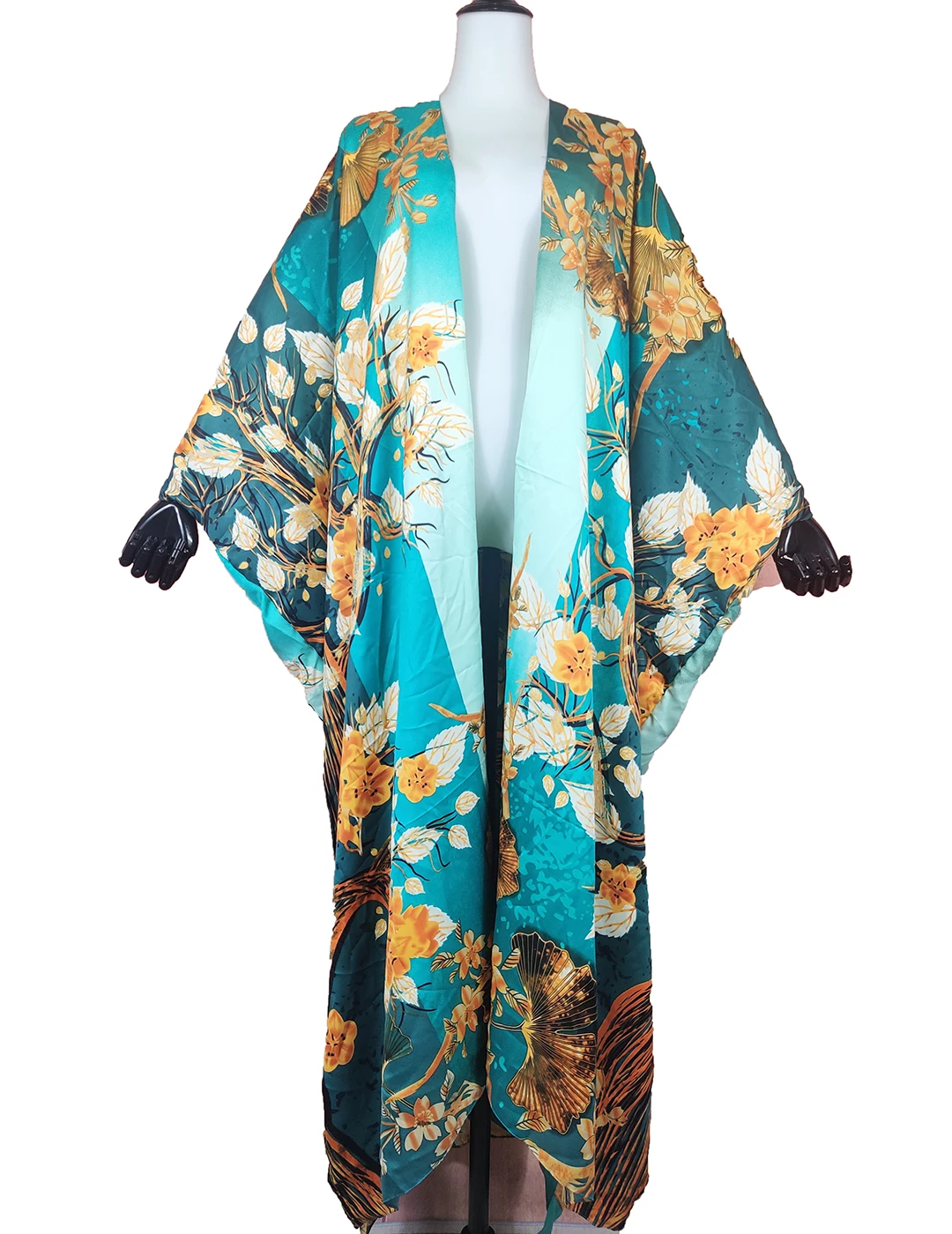 New Bohemian Elegant Floral Women\'s Summer Beach Swimwear Long Cover Up Oversize African Lady Outlet Printed Kimonos Clothing