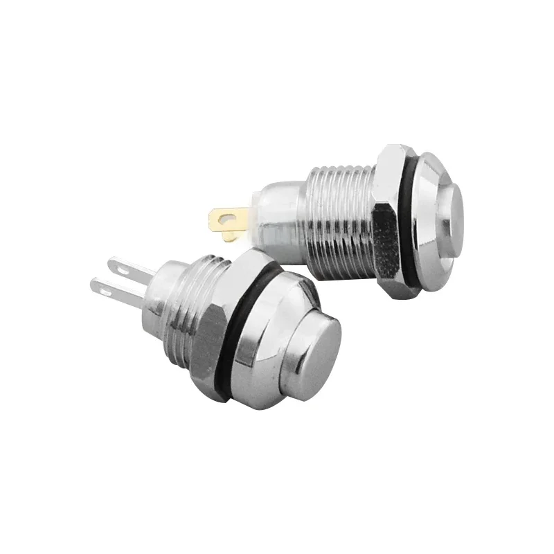 1pc10MM 2pin Panel otwór metalowy przycisk zasilanie przycisk wysoki chwilowy zatrzask lutowania IP67 1NO — zdjęcie 2
