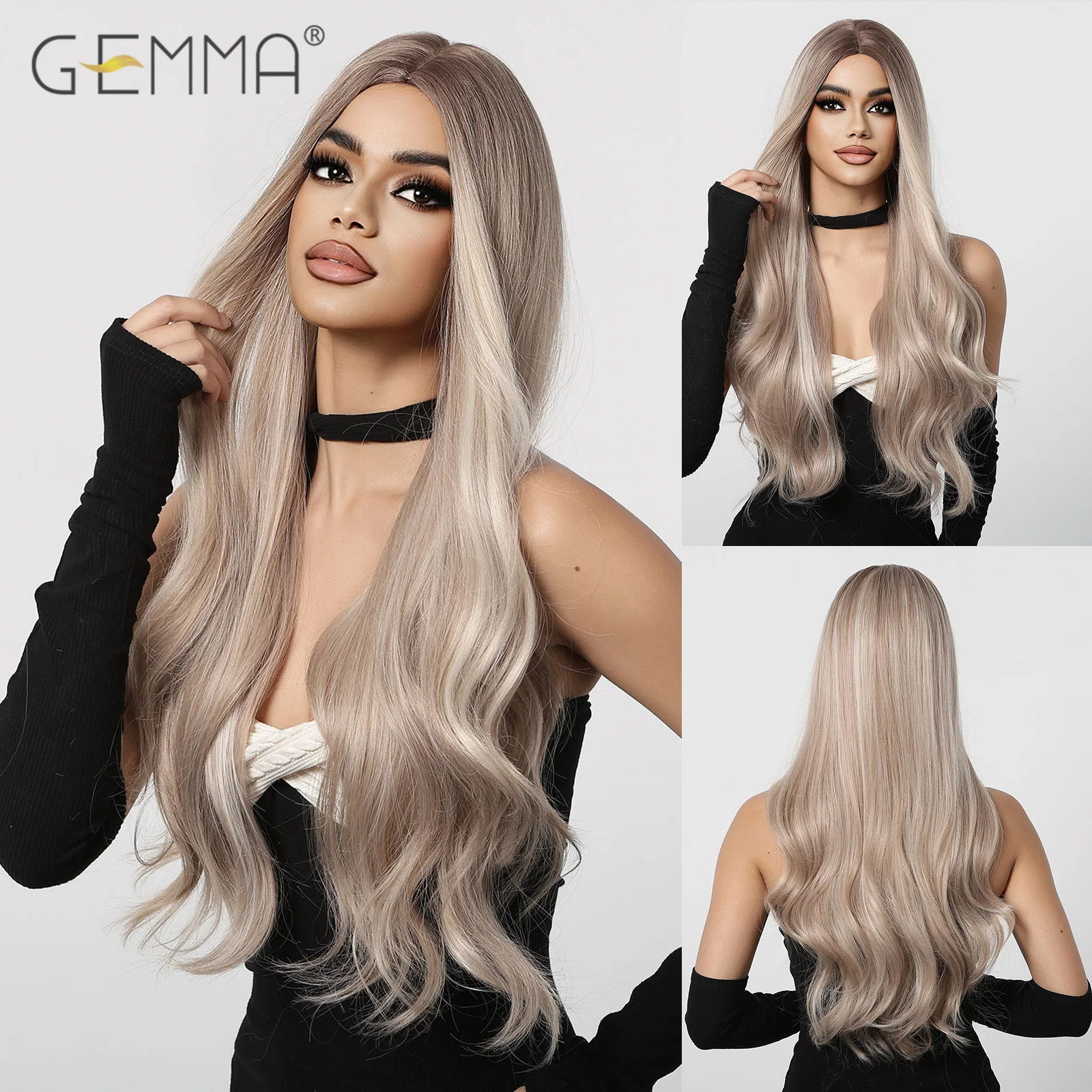 

Длинный волнистый парик пепепельно-коричневый блонд, синтетические натуральные волнистые парики для белых женщин, термостойкие волосы для косплея, искусственные волосы на каждый день