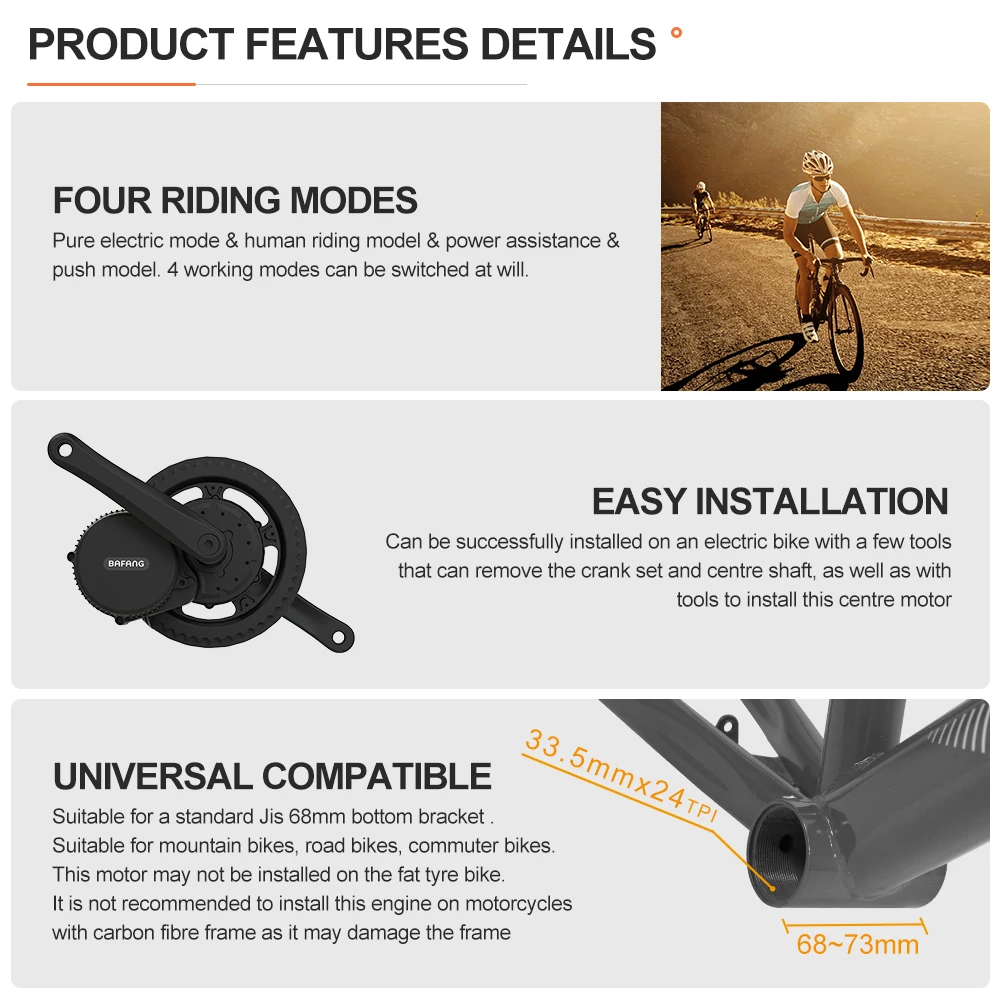 BAFANG 36V 250W 360W 500W Mittelmotor-Kit BBS01B 8Fun M315 BBS01 Mittelantriebsmotor Elektrofahrrad-Umbausatz E-Bike-Motor 36V Batterie – Detail 8