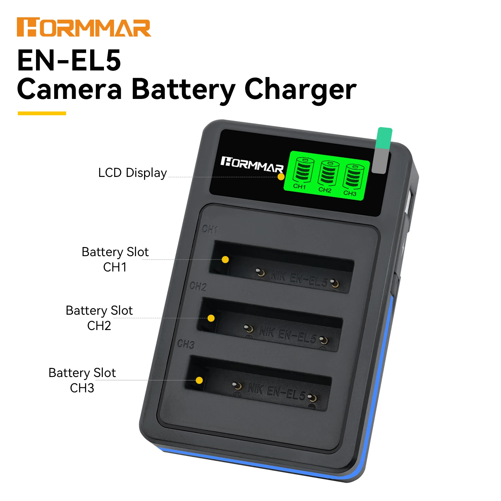 EN-EL5 ENEL5 EN EL5 3-Slot Triple LCD USB Charger for Nikon Coolpix P530 P520 P510 P500 P100 P90 P80 P6000 P5100 P5000 S10 3700
