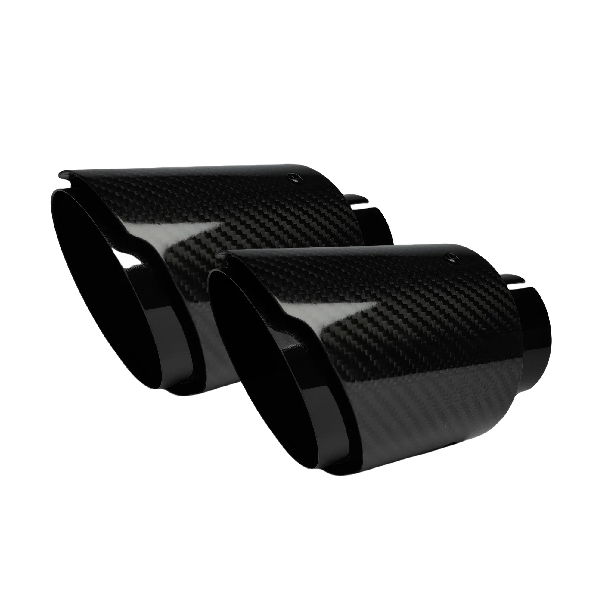 1 stks Universele Auto Koolstofvezel Staart Keel Rvs Silencer Heldere Zwarte Twill Glanzende Uitlaat Uitlaat Nozzle Tip - afbeelding 2