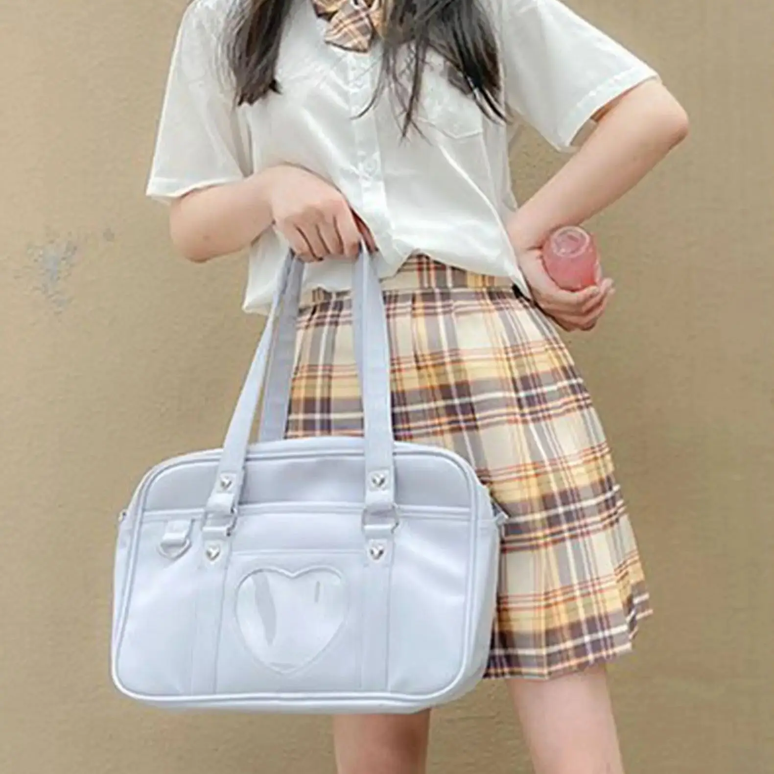 Cute Japanese High School Girls Jk Bag Jk Uniform Shoulder Bag Girl Totes PU Leather Big Handbags Book Bag