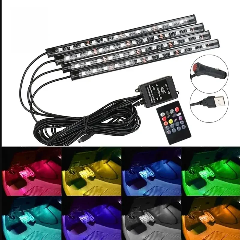 Universal Auto RGB Umgebungs Lichter LED Streifen Innen Atmosphäre Lampen 8 Farben Dekorative Off Road 4x4 SUV Automobil Zubehör