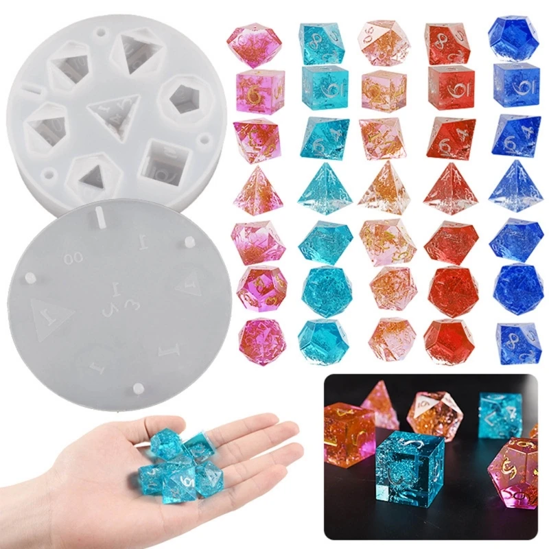 8 Pack Epoxy Resin Moulds Resin Ornaments Molds Dices Shape DIY Resin Casting Mould Silicone Material Hand-Making Tools