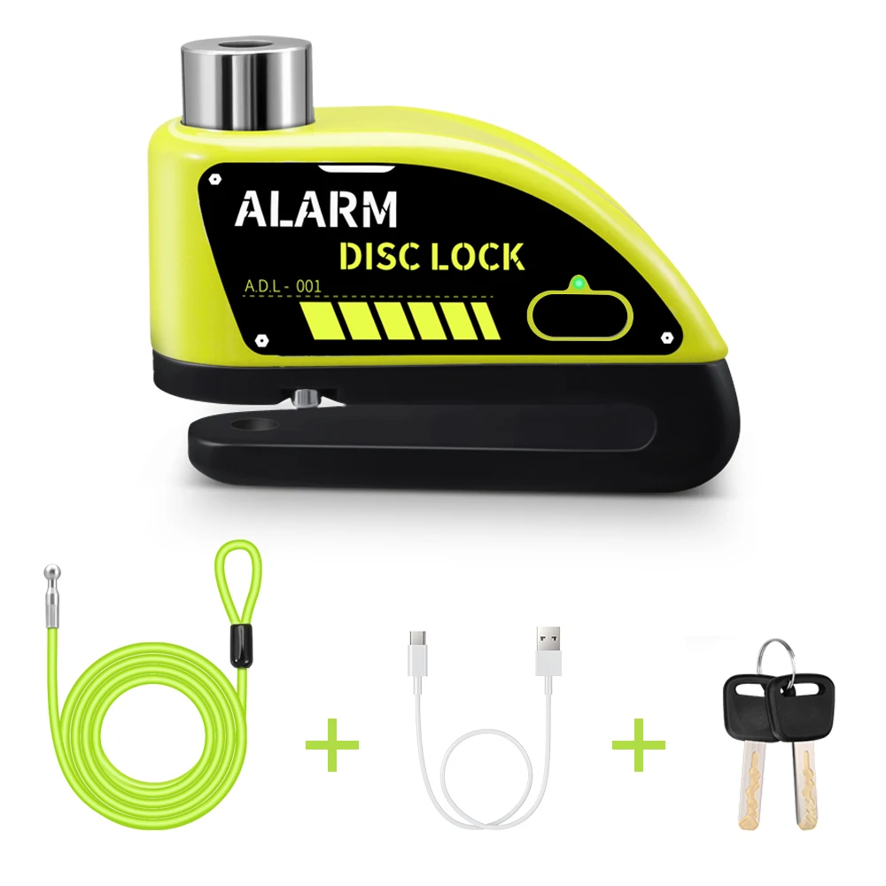 AliExpress NONE Rockbye Bicycle Disc Lock Rechargeable 120dB Motorcycle Anti-Theft Alarm Lock Waterproof With 1.5/1.8M Cable Bike Alarm System
