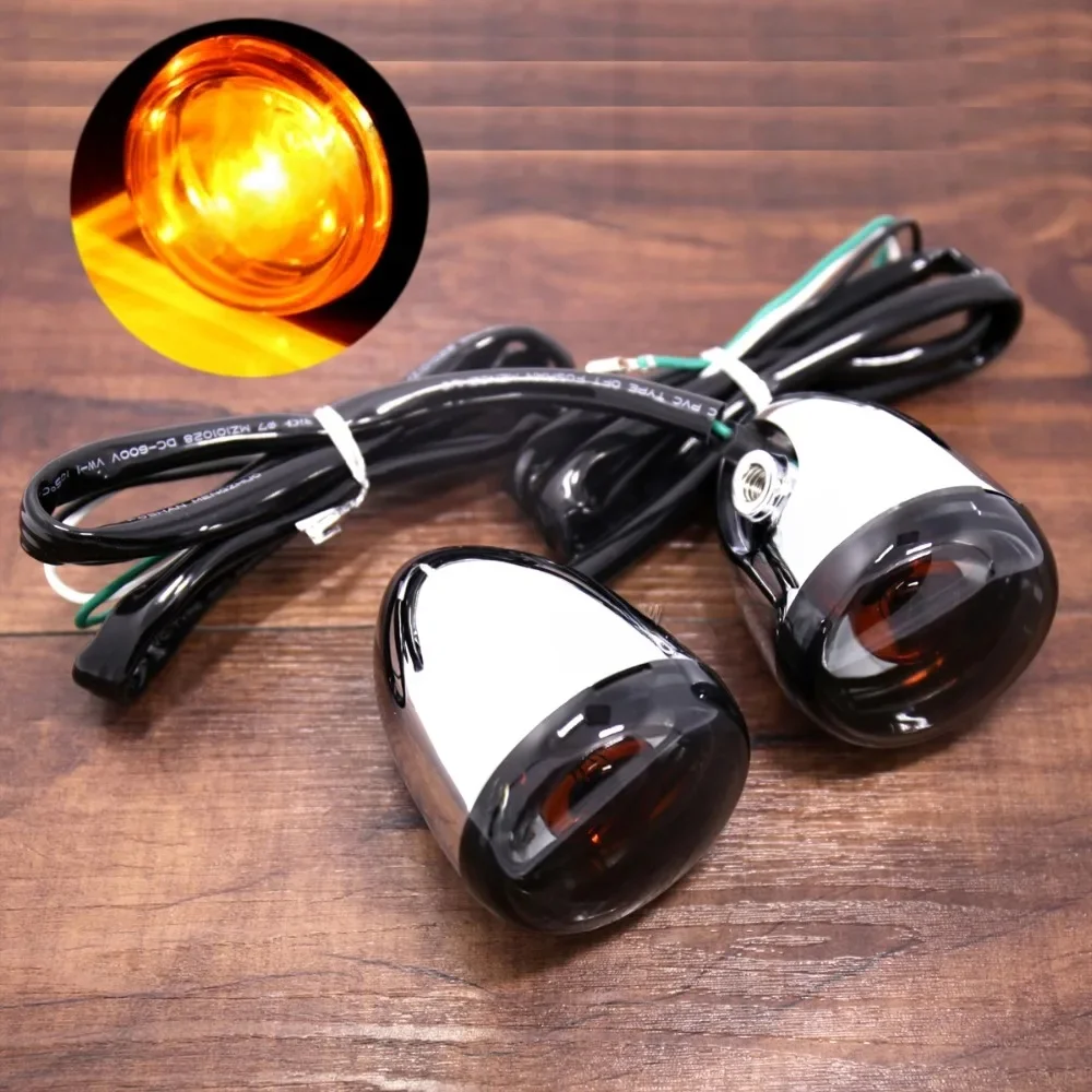 Tylne chromowane kierunkowskazy Deuce/Bullet do modelu Harley Softail Sportster Dyna 883 1200 — zdjęcie 2