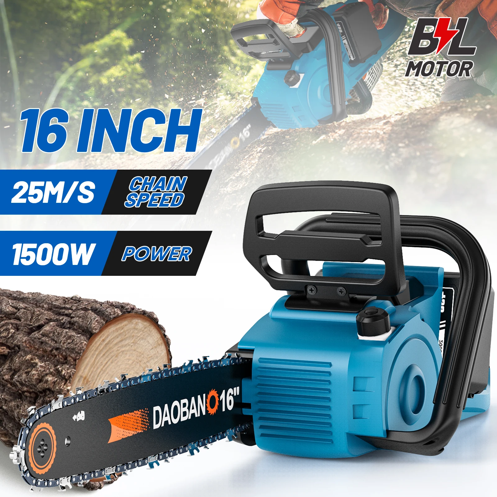 Electric Chainsaw 16Inch Brushless Chainsaw With Automatic Oiler Cordless Electric Saw Garden Woodworking Cutting Tool For Makita Battery