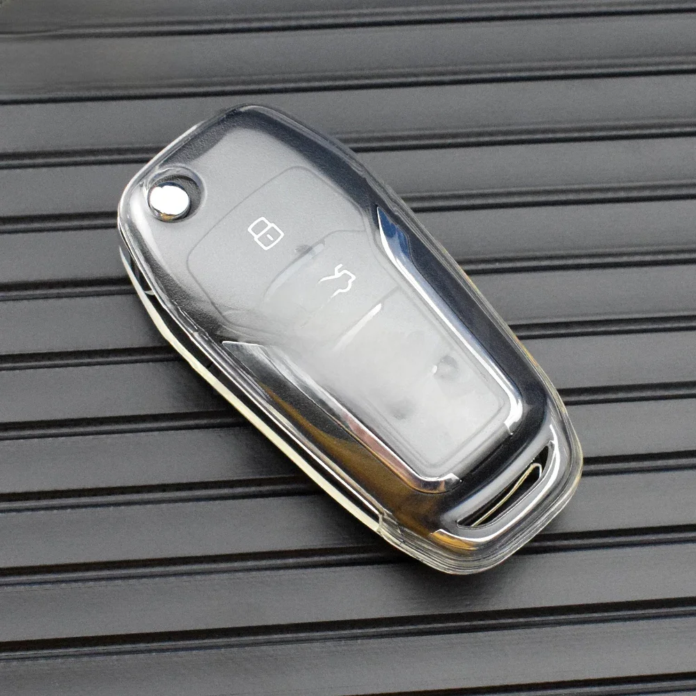 Housse transparente en TPU pour clé télécommande de voiture, pour Ford Figo 2017 Mondeo 5 Ecosport Puma 2020 Fiesta Mk8 Everest Ranger