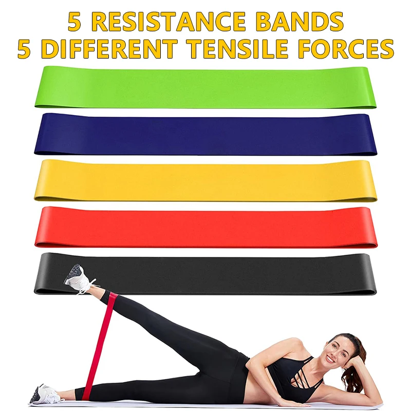 Bandas de resistencia, bandas de fitness para hombres y mujeres, bandas de ejercicio para fisioterapia, juego de 5 bandas de resistencia de goma, fitness en casa, yoga, entrenamiento en gimnasio