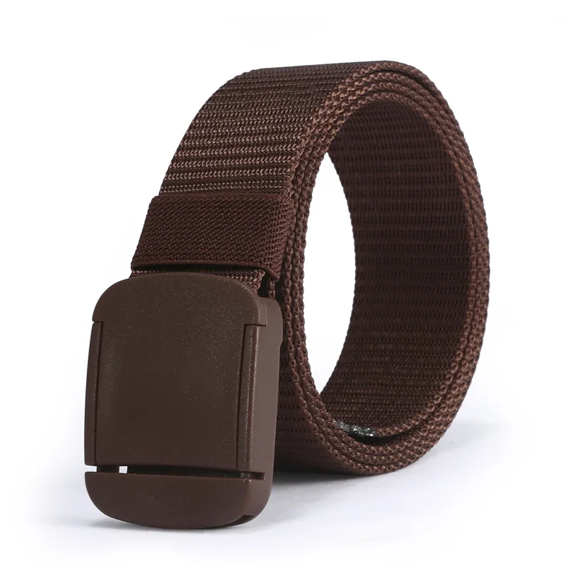 6 Colors Woven Canvas Belt with Plastic Buckle 120 cm Men's Belt for Jeans Pants Solid Color Decorative Belt