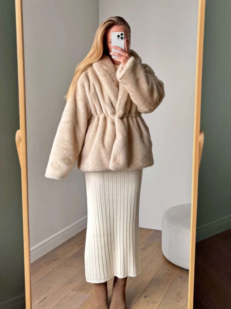 Mumaroho 2026 Winter Women Luxury Faux Fur Jacket Plush Coat Thick Warm Heavyweight Soft Fuzzy Outerwear Overcoat Thermal Lining