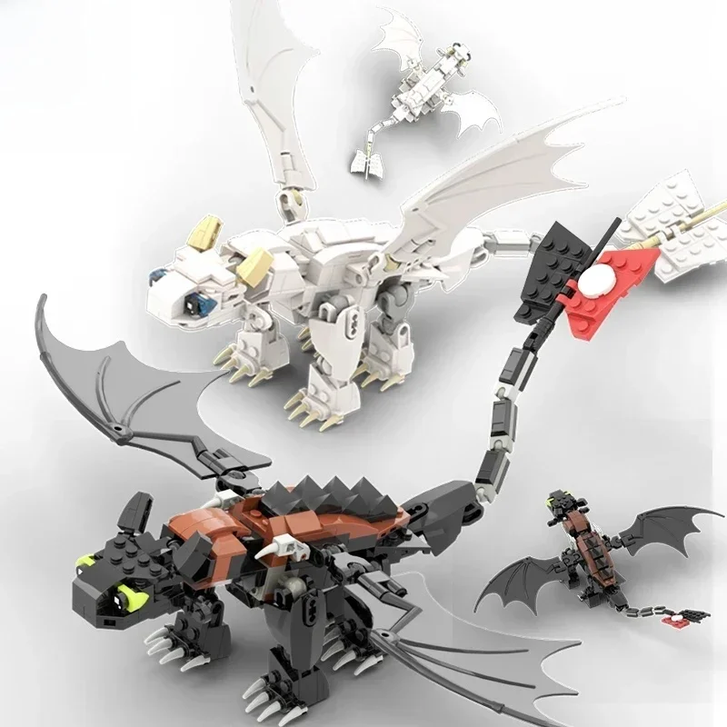 MOC film Train Dragon Figure briques jouets de Construction pour garçon sans dents nuit enterré Dragon blocs de Construction pour enfants jouets