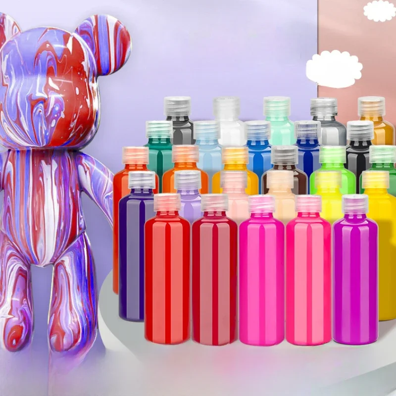 O wysokim połysku, gwałtowna, płynna farba do niedźwiedzi 30/60/100ml akrylowa DIY Graffiti do barwienia ręcznie robionych wodoodpornych Pigment akrylowy — zdjęcie 2