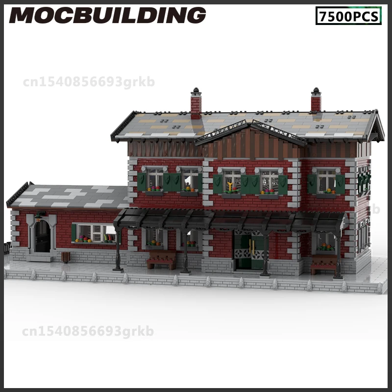 

MOC Building Blocks Village Railroad Station Train Railway Platform DIY Bricks Model Christmas Gifts Assembled Toys Collection