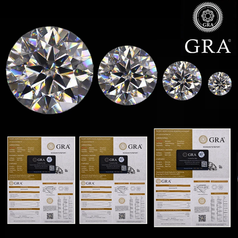 

Real Moissanite Round Brilliant Cut 0.5CT-12.0CT VVS1 D Color 100% Diamond Tested Loose Gemstones Fine Jewelry Wholesale