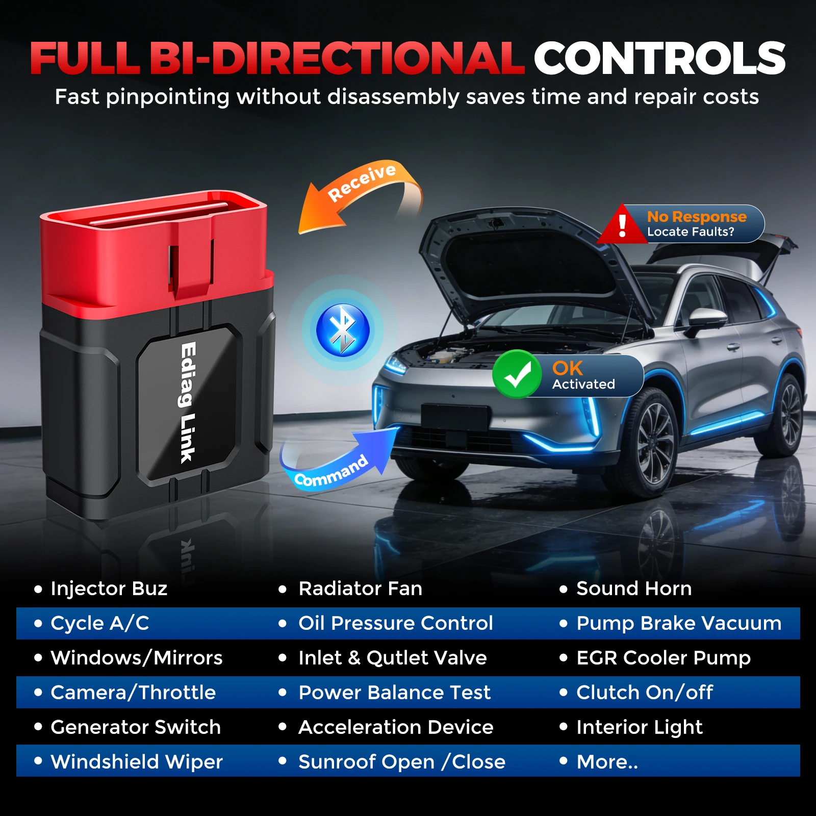Picture 5: KINGBOLEN Ediag Link OBD2 Scanner,Bidirectional control +All System Diagnostic Tool,10+ Reset,CANFD pk AIOBD Thinkdiag