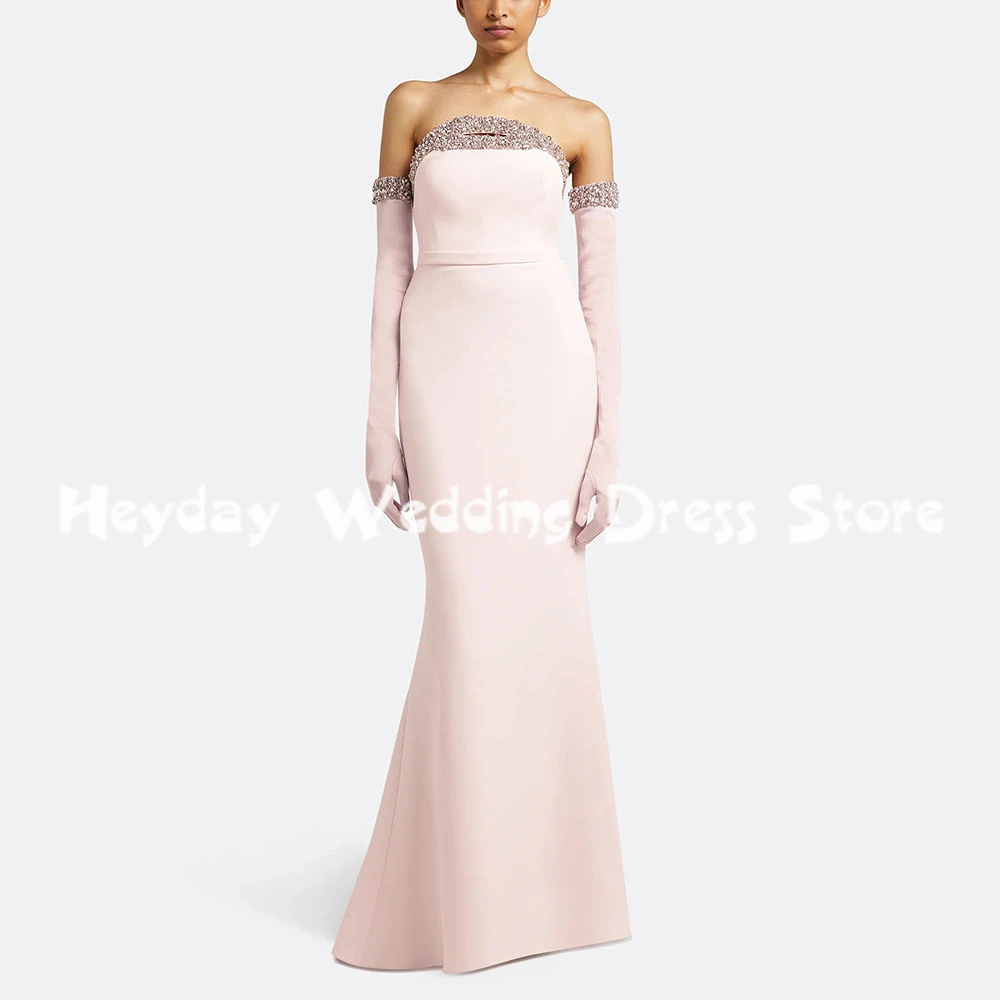 

Heyday женские без бретелек расшитые бисером драпированные вечерние платья русалки без рукавов с длинными перчатками элегантные платья длиной до пола 2025