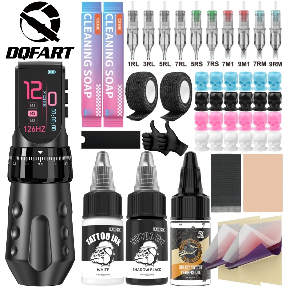 DQFART T9/T9Pro New Led Digltal Display Electric Wireless Tattoo Machine Body Art Creative Designs Tattoo Artists Practice Set