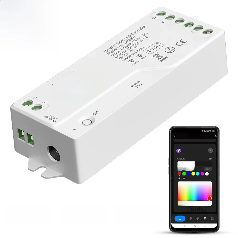 Tuya 2.4G SPI WIFI RGBIC LED Controller Google Home Alexa For WS2811 WS2812B WS2814 WS2815 SK6812-RGBW 5050 RGB LED Strip Light — 2