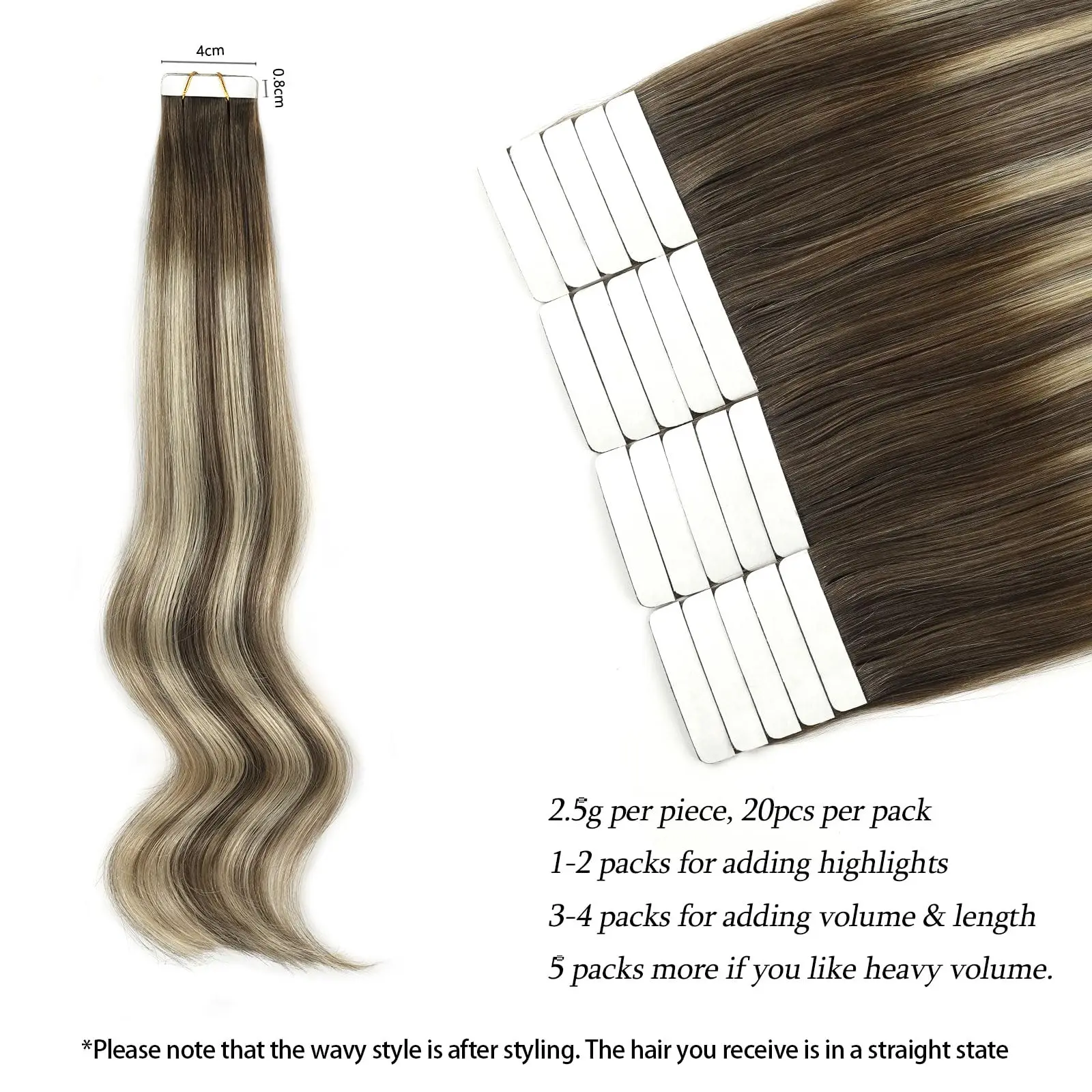 Sixstarhair 20 шт. лента для наращивания волос, человеческие волосы 50 г, 14/16/18/20/22 дюймов, лента для наращивания настоящих человеческих волос для женщин