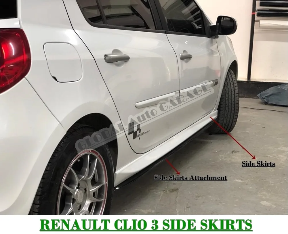 

For Renault Clio 3 Side Skirt Threshold 2005-2012 Sill Trim Car Styling Auto Universal Spoiler Mud Flaps Lip Splitter Ornament