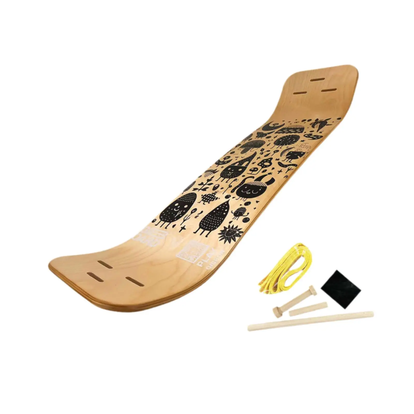 Houten balansbord voor flexibiliteit, stabiliteit en ontspanning, geschikt voor thuisgym, staand balansbord, 1-lijns ski yoga core workout thuis.