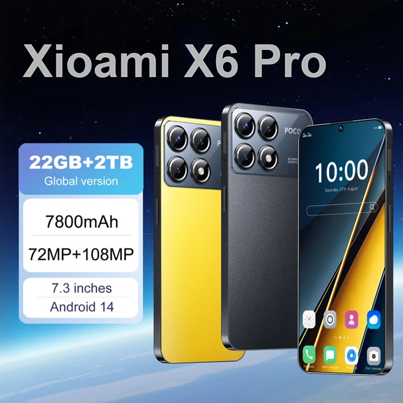 

Xioami X6 Pro 2025 HOT 7.3HD Global Edition Original Smart Dual Card 7800mAh Battery Facial Recognition Function