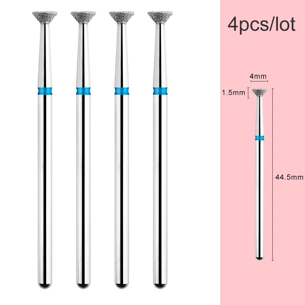 Brocas de diamante para uñas, herramientas de manicura, removedor de cutículas, eléctricas, rusas, 4 piezas