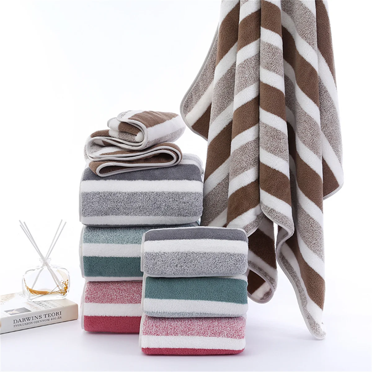 Quick-Drying Striped Towel Set For Soft And Absorbent Bathroom Experience Bath Towel Or Hand Towel