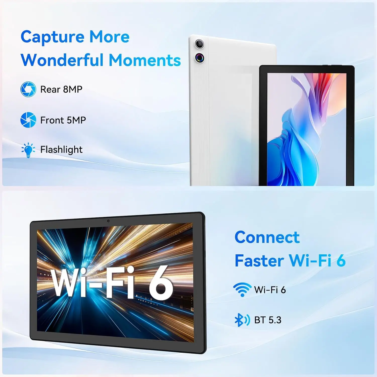 AEEZO A7 10.1 pollici Android 14 Tablet 16GB RAM 128GB ROM processore Octa-Core 6800mAh Berrty Widevine L1 WiFi6 Tablet Dual Camera