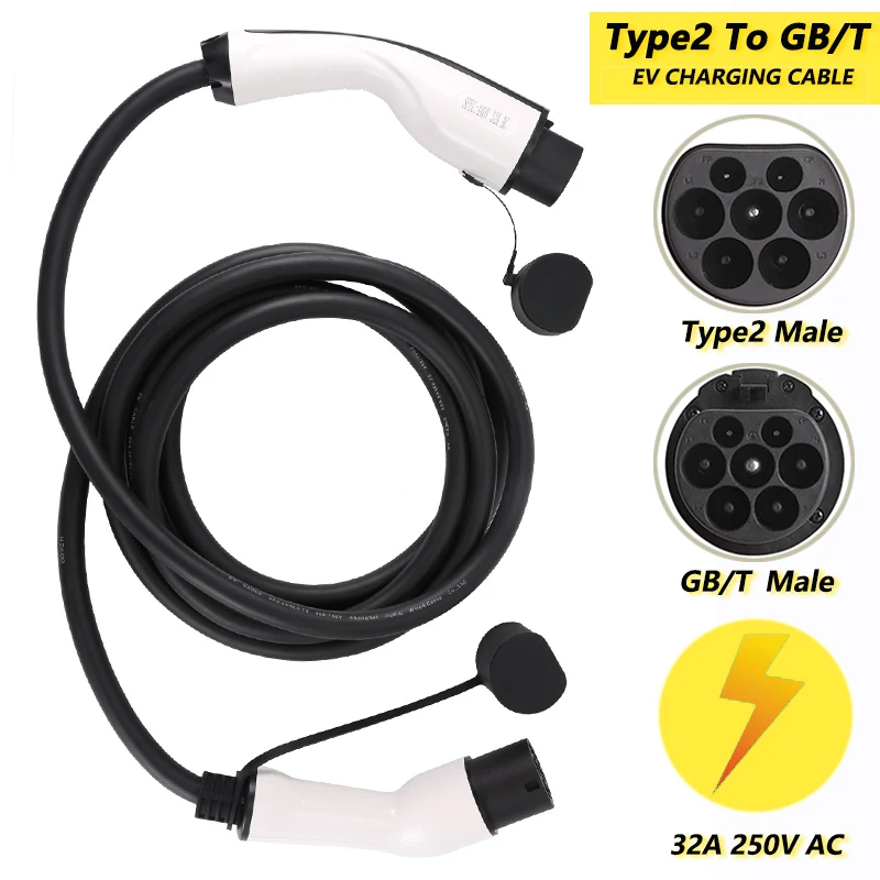 

Type 2 to GBT EV Car Charging Cable 32A 22KW Three Phase Electric Vehicle Cord for Car Charger Station Female to Male Plug