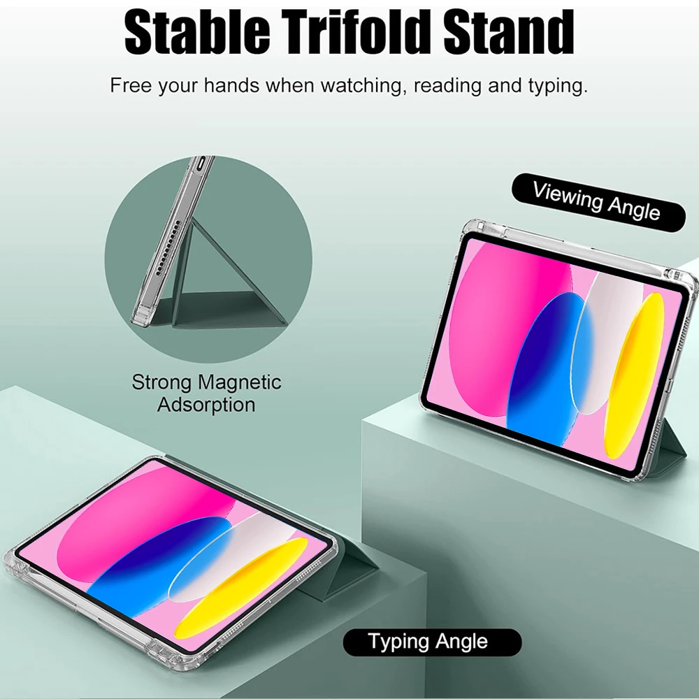 Clear Case for iPad A16 11th 10th Gen 11 inch 2025 Clear Transparent Acrylic Back Shell With Pencil Holder Auto Sleep and Wake 4