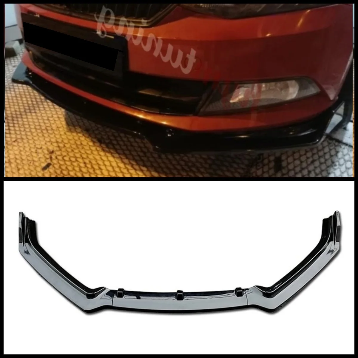 For Skoda Rapid Front Bumper Lip Body Kit Spoiler Splitter Diffuser Lip 3pcs High Quality ABS Plastic Professional Universal