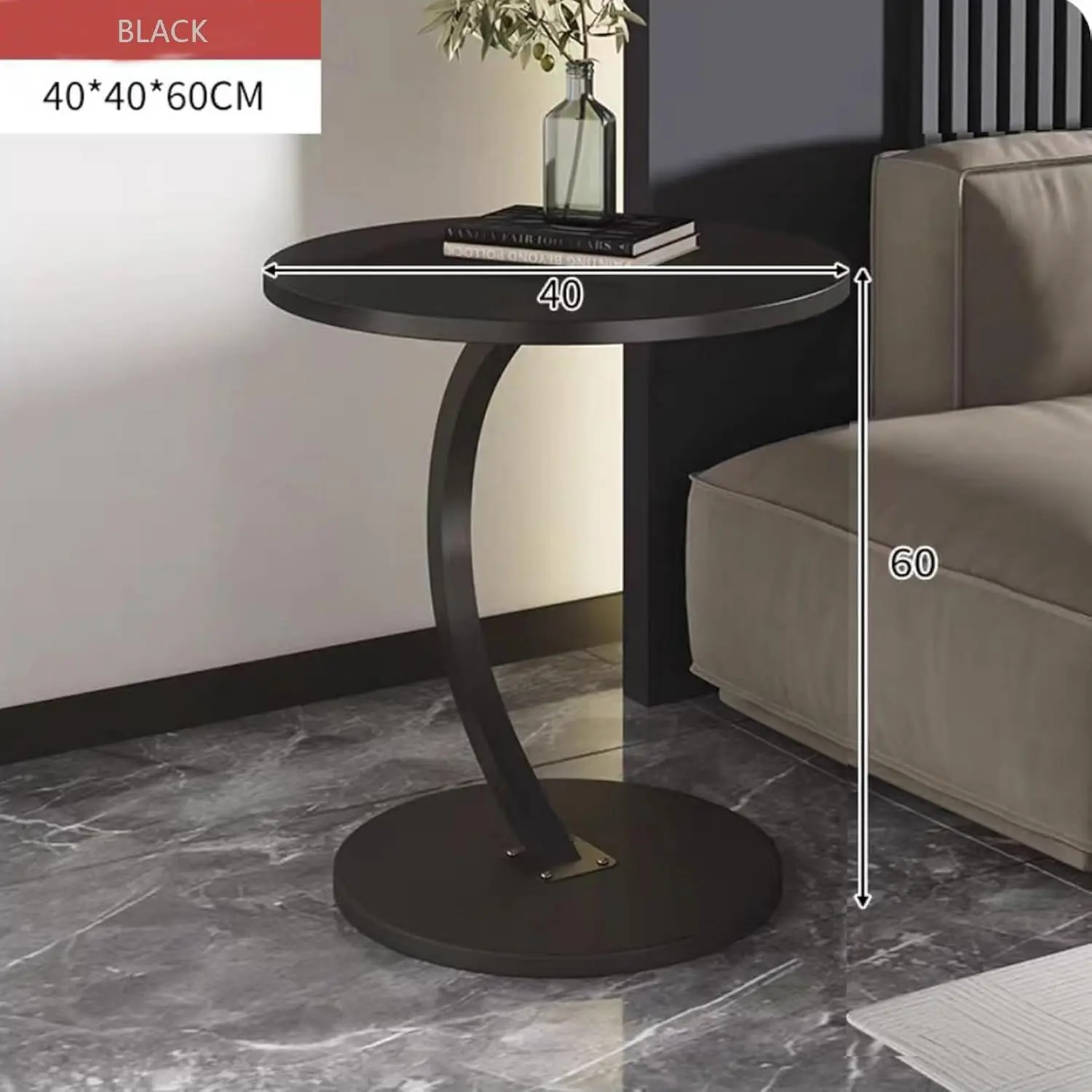 طاولة قهوة قابلة للكابينة، طاولة جانبية محمولة، "" تصميم على شكل حرف C، طاولة تقديم، للمساحات الصغيرة في المنزل أو المكتب، غرفة المعيشة، المطبخ، غرفة النوم، طراز حديث وأنيق