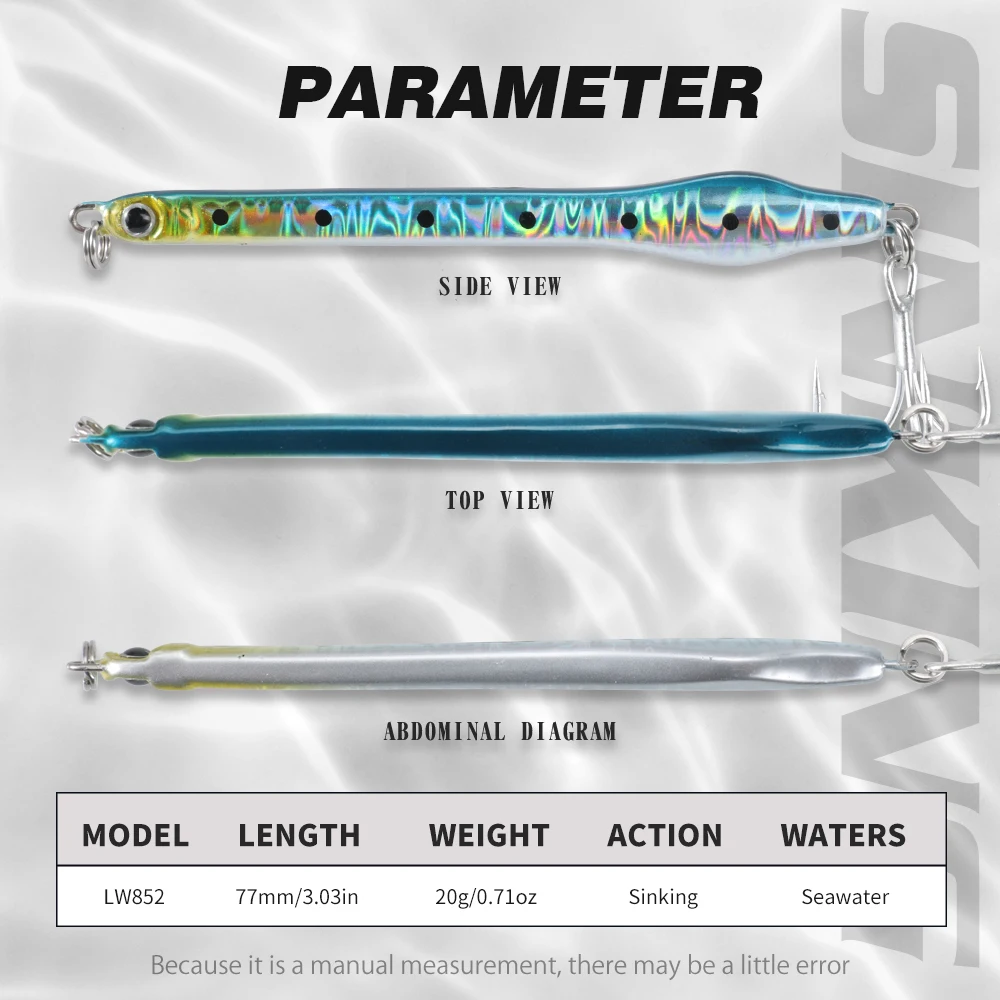 Hunthouse Metal Jig Fishing Lures 77mm/20g Saltwater Slow Sinking Laser Jigging Baits Wide Tailed For Bass Tuna Fish Tackle view 2