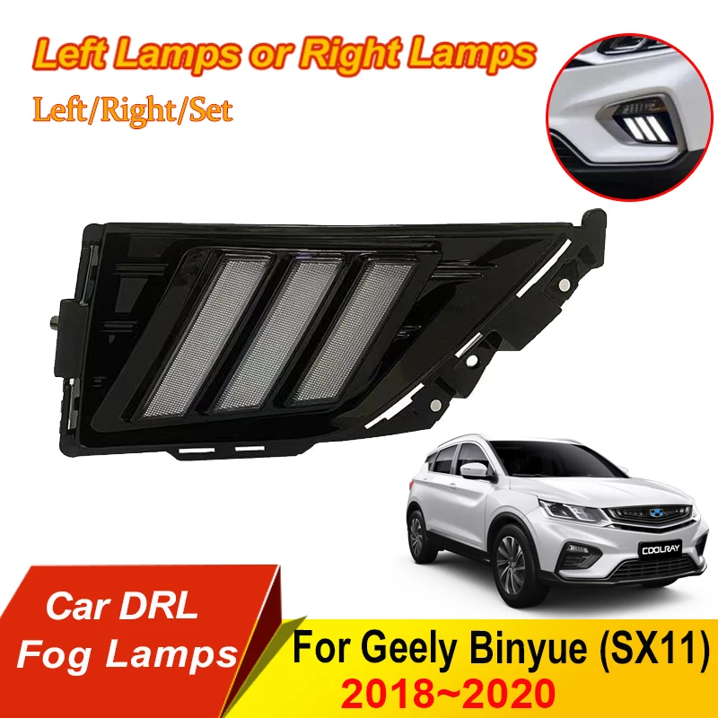 Car DRL Fog Lamp For Geely Binyue Coolray SX11 2018 2019 2020 Instruction Signal Front Left Lights DRL Fog Lamp Auto Accessories