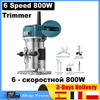 6 Speed 800W Electric Trimming Machine 30000rpm Woodworking Milling Engraving Hand Wood Edge Router Trimmer Home DIY Power Tools