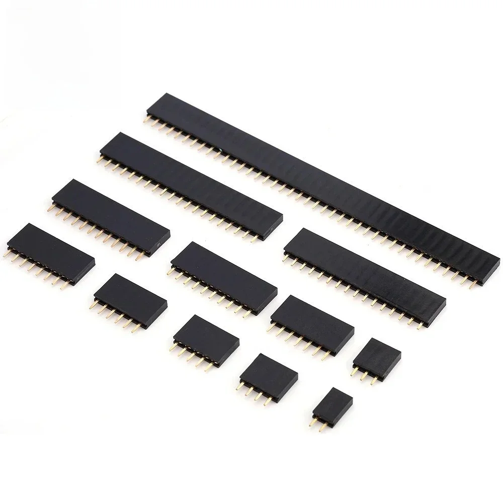 Socle d'en-tête femelle simple, pas de prise, 2.54mm, 1*2p 3p 4p 5p 6p 7p 8p 9p 10p 12p 14p 15p 16p 18, 10 pièces connecteur à 40 broches, p 20p 22p