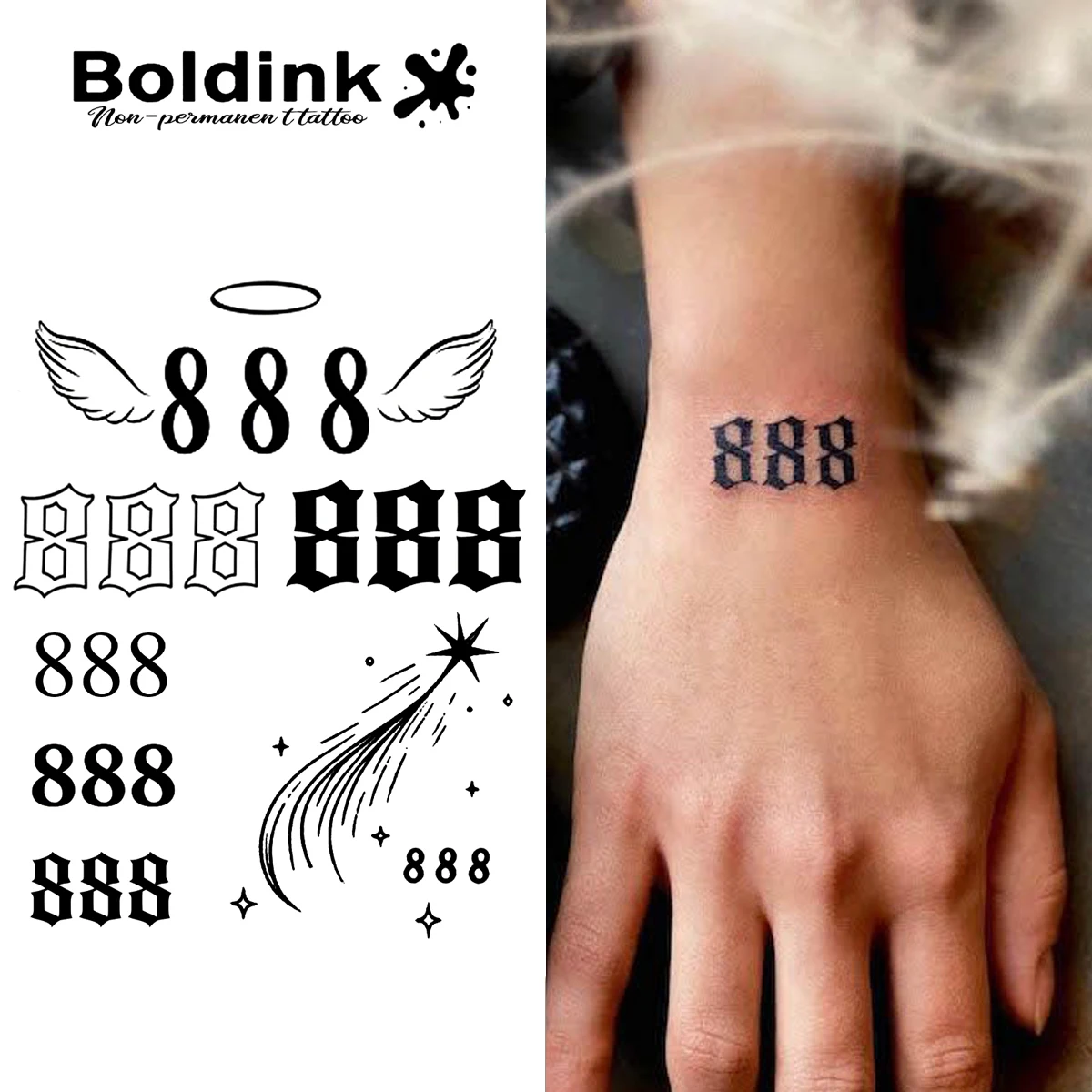 Eight Temporary Tattoo,Lasts To 15 Days New Technology Magic Waterproof Semi Permanent Sticker.