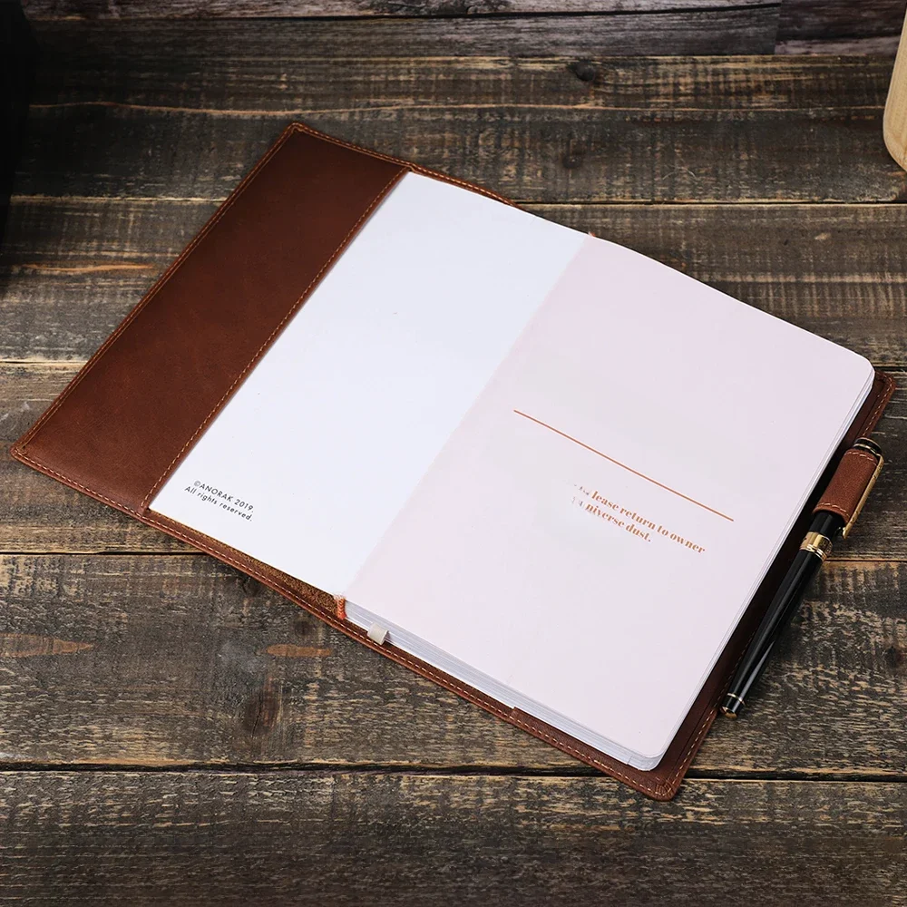 Vintage Crazy Horse Skórzana okładka książki Etui ochronne z uchwytem na długopis Notatnik Dziennik podróżny Szkolne artykuły biurowe — zdjęcie produktu 7