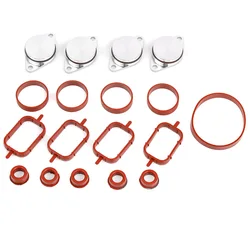 For BMW M57 E39 E60 E46 E38 E53 E83 E70 E71 E92 X3 X5 X6 Swirl Flap Blanks Plate & Intake Inlet Manifold Gasket Seal 22/33mm 4pc