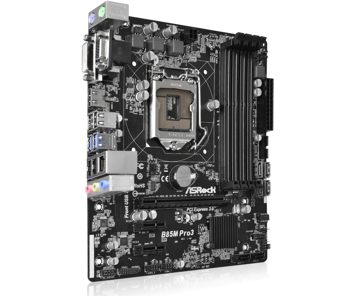 Imagem -03 - Asrock-placa-mãe B85m Pro3 Lga 1150 Intel B85 Suporte I74790 I7-4770t I5-4570 Cpu Ddr3 32gb Micro-atx