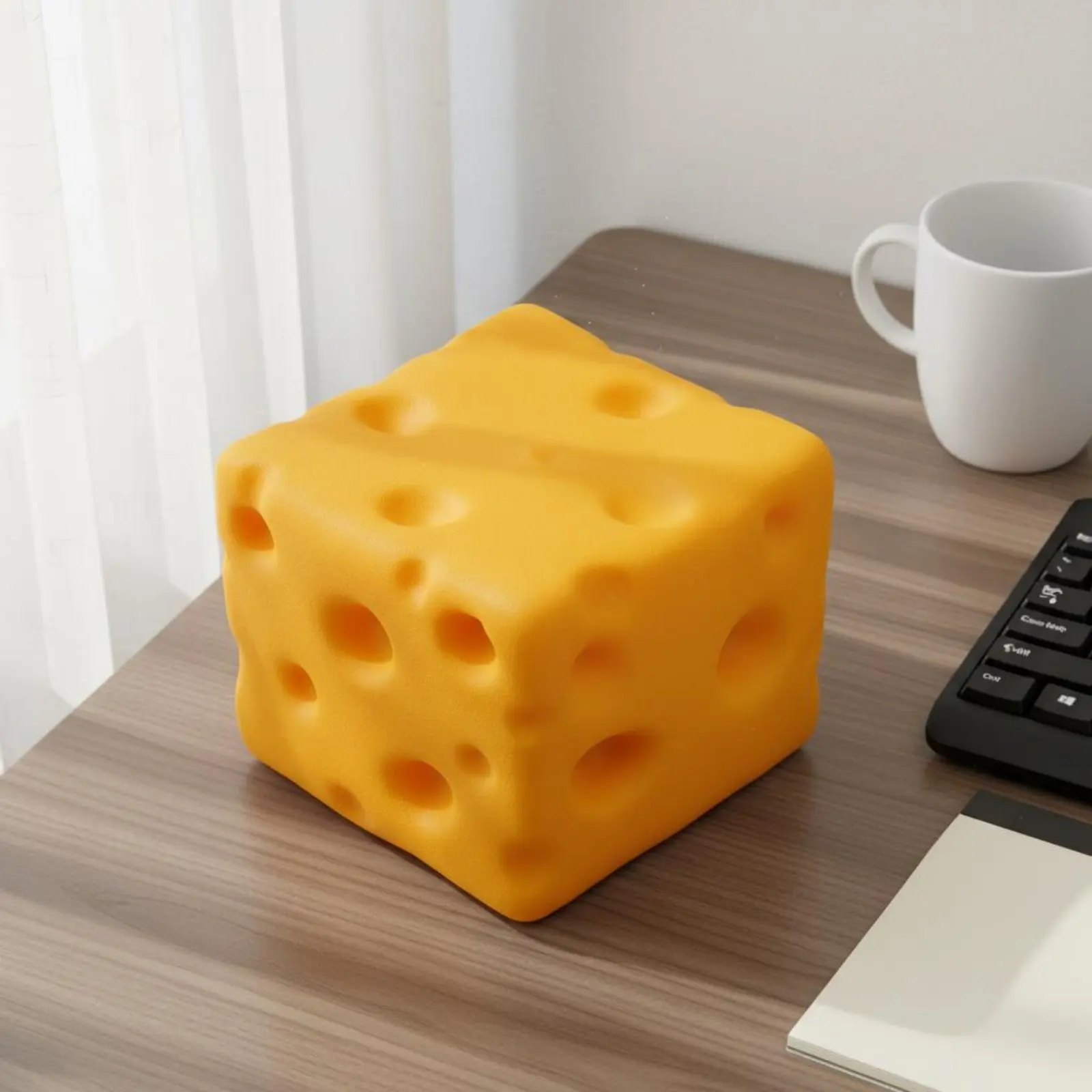 Cheese Block Squishy Rounded Edges Perforated Squishy Cube Anxiety Relief for Kids Adults Birthday Gifts Pink,5.5CM Flour