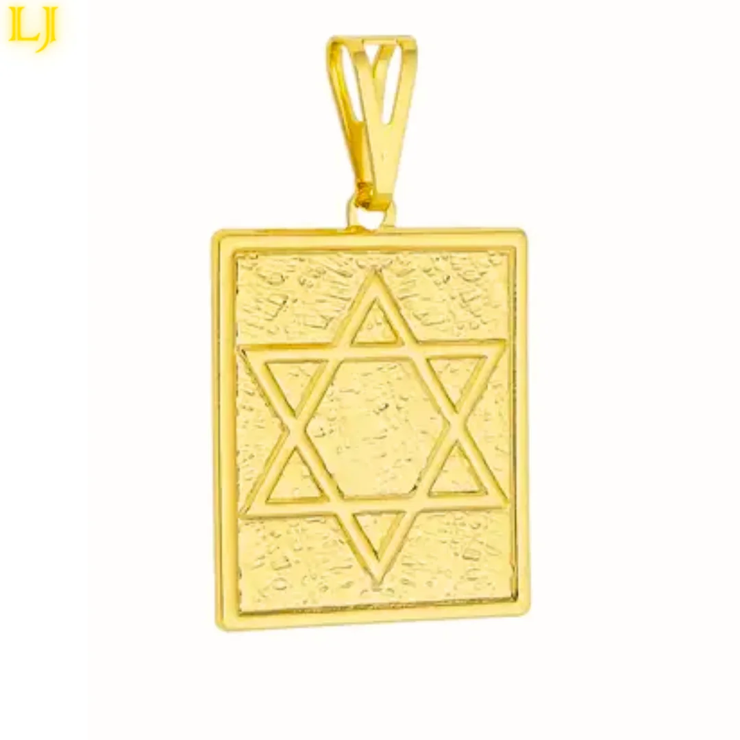 Star of David pendant on plate P in Old Coin-Eternal guarantee in color! 18K gold plated men and women pendant