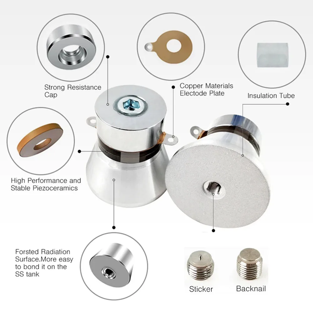 40K 50W Industrial Ultrasonic Cleaner Piezoceramic Transducer Ultrasound Cleaning Machine Washing Equipment Vibration Head Parts