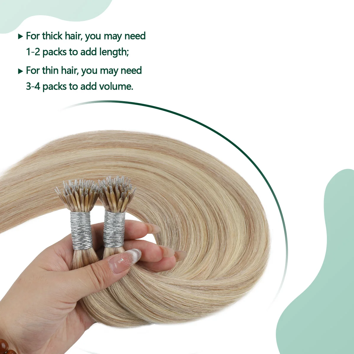 Doczepiane włosy Sixstarhair U Tip, 50g, 50 pasemek, 16 cali, brudny blond z efektem wybielania, doczepy z prawdziwych ludzkich włosów dla kobiet.