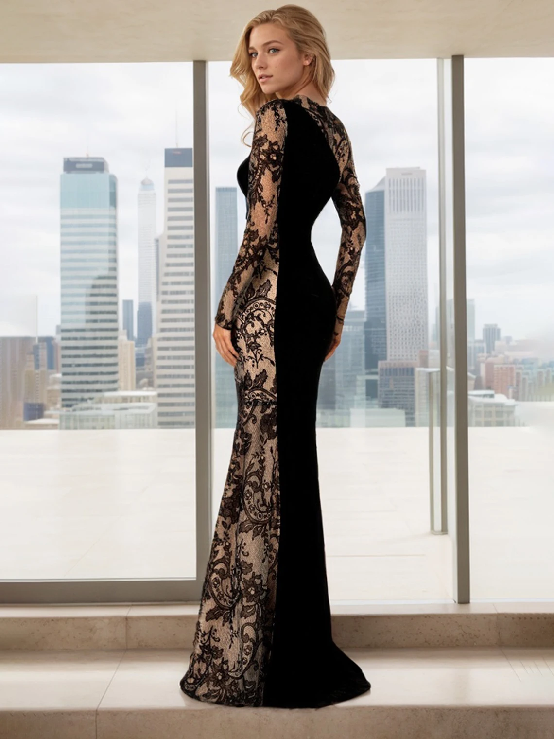 حورية البحر فستان أم العروس ضيف حفل زفاف أنيق حفلة رسمية ثوب مسائي مع كتلة ألوان زين 2025 مخصص مجاني