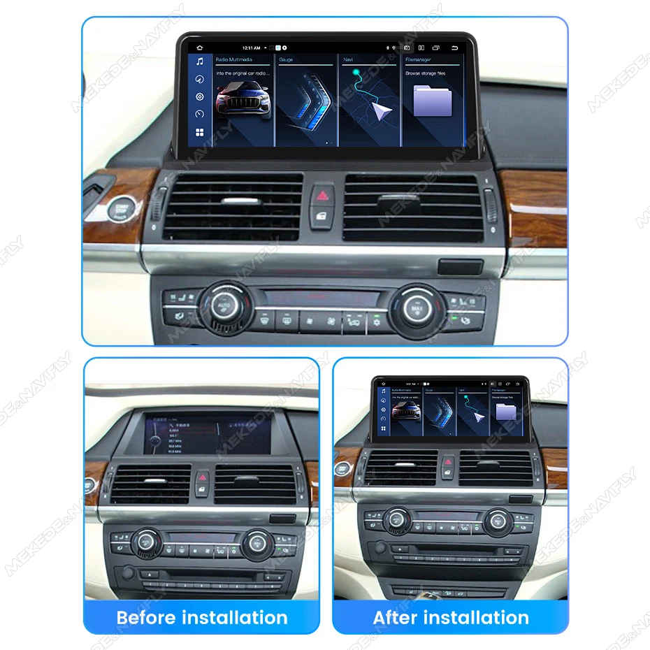 MEKEDE 10,25" 12,3" Android 15 oder Linux System Auto-Multimedia-Player für BMW X5 E70 X6 E71 2007-2012 CCC CIC Autoradio GPS Carplay Android Auto 4G WIFI BT DSP Unterstützt YOUTUBE IGO Netflix OEM Dual-System Kamera KEIN DVD – Detail 6