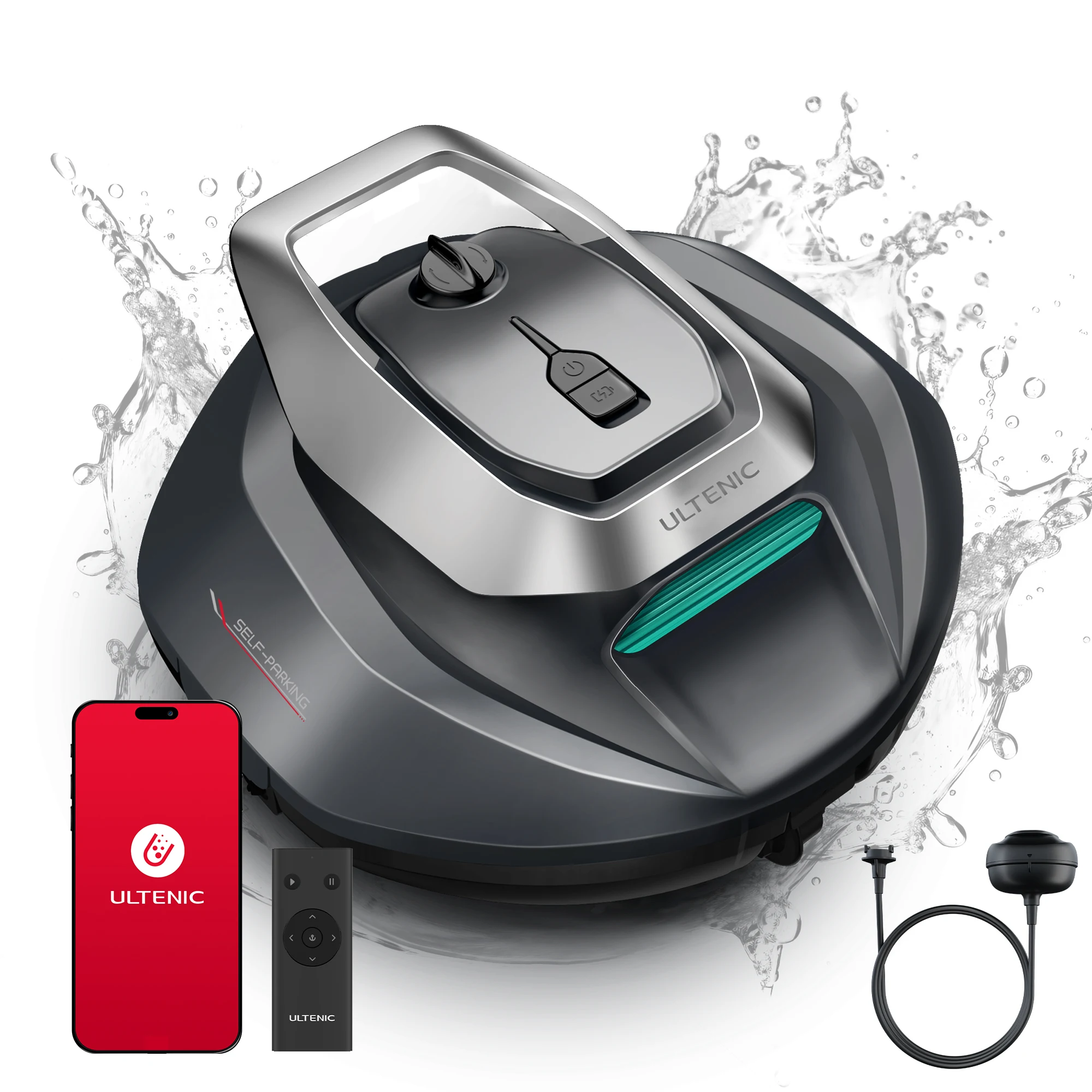 Ultenic Pooleco 10s Kabelloser Roboter-Poolreiniger – APP- und Fernbedienung, 3-Motoren-Saugfunktion, 90 Minuten Laufzeit, automatische Selbstparkfunktion, 2,5 Stunden schnelles Aufladen, reinigt 850